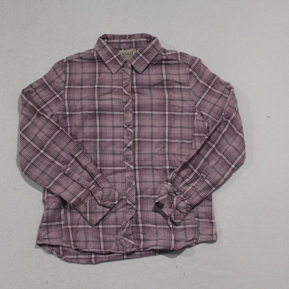 C.E.‎ Schmidt Button Down Women Medium Pink Excellent Plaid Workwear Shirt